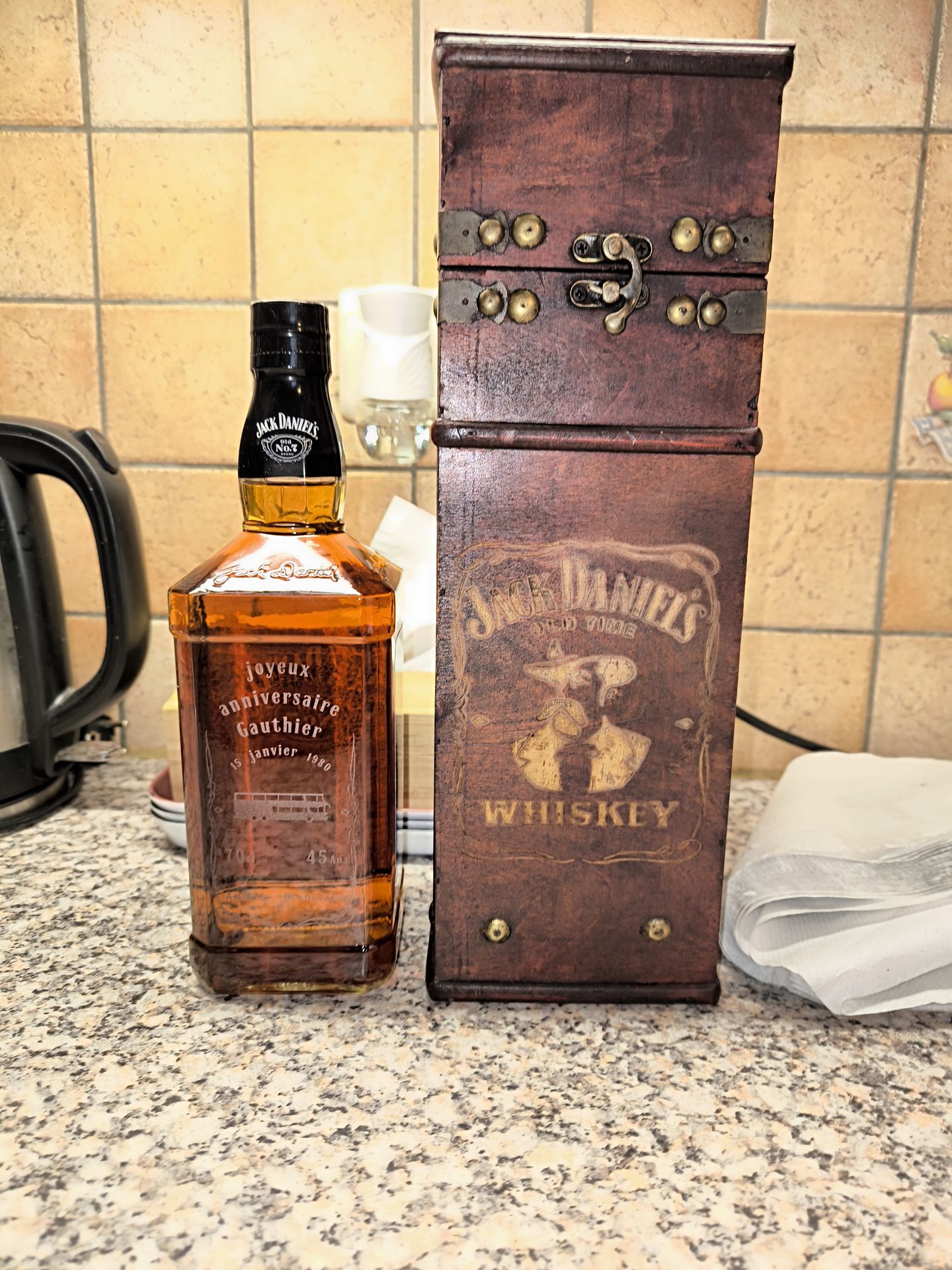bouteille jack gravé avec boite