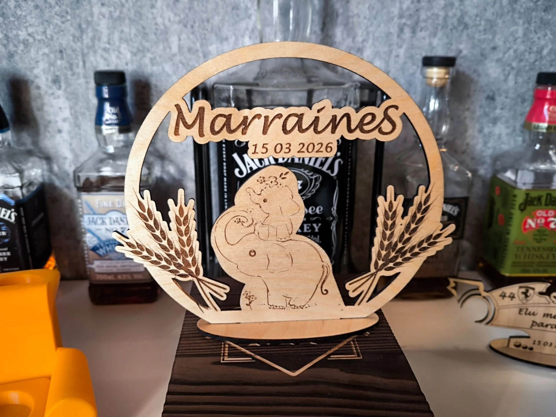 Décoration en bois personnalisée pour marraine